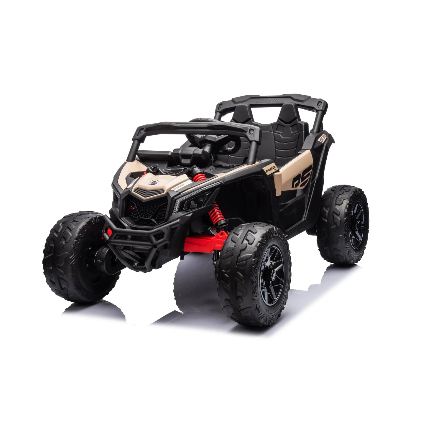 24V Can-Am Maverick 1-Seater UTV - Kids Electric Ride-On Khaki