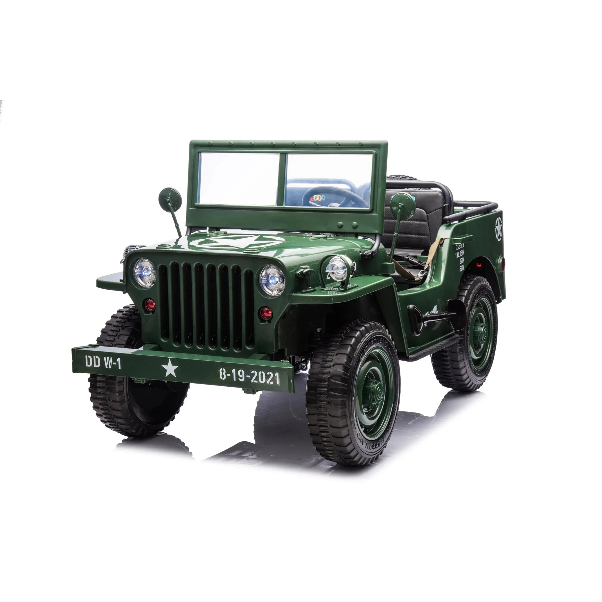 24V Freddo Military Willy Truck 3 Seater Electric Ride on Green
