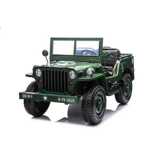 24V Freddo Military Willy Truck 3 Seater Electric Ride on Green
