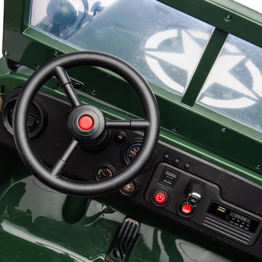 24V Freddo Military Willy Truck 3 Seater Electric Ride on