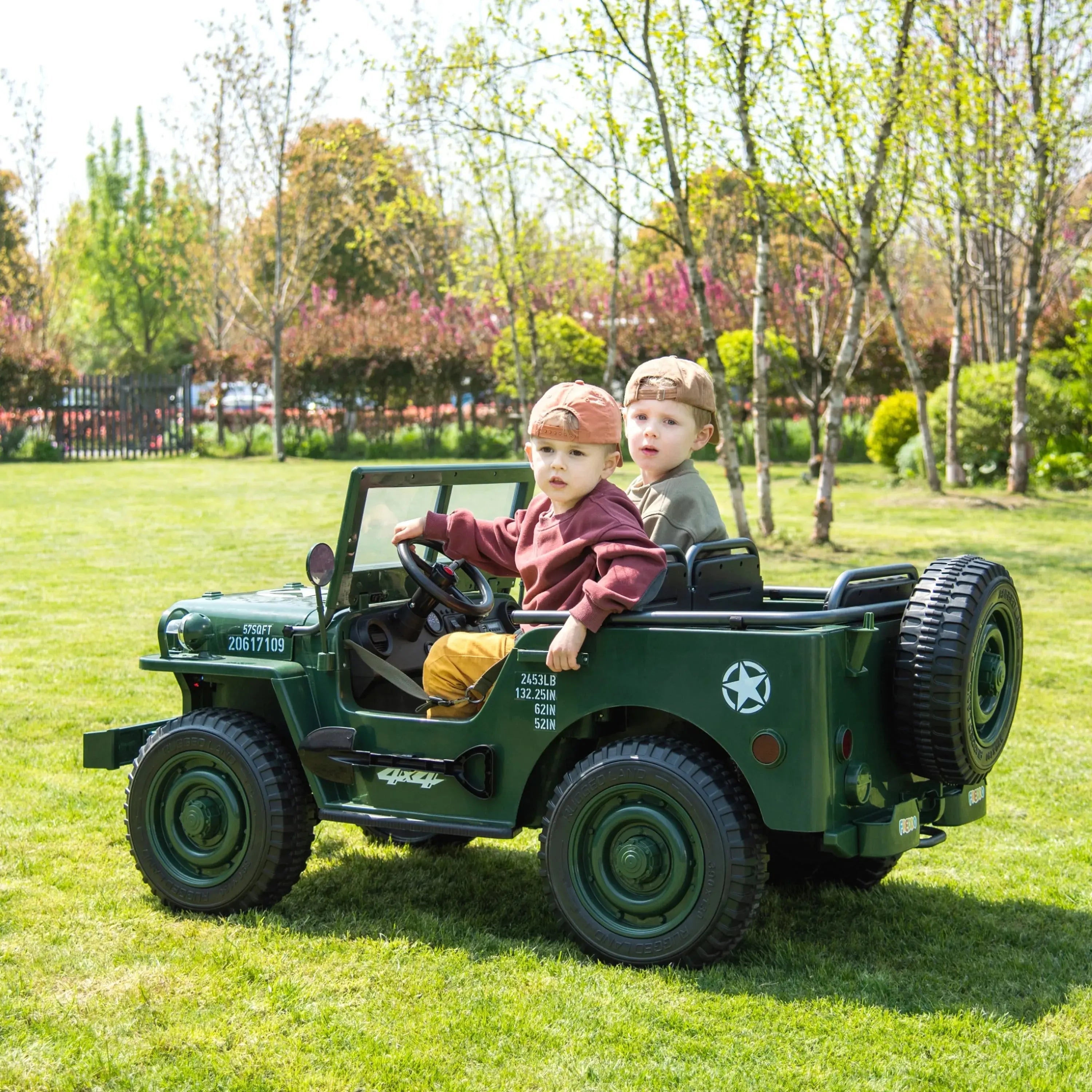 24V Freddo Military Willy Truck 3 Seater Electric Ride on
