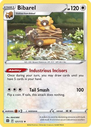 Bibarel 121/172 - SWSH09 Brilliant Stars Holofoil Main image