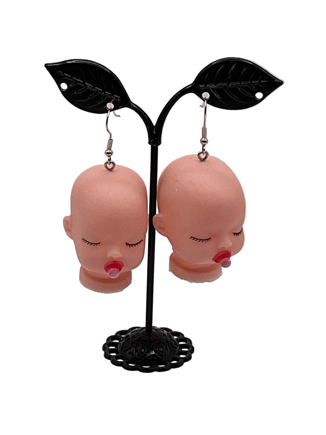 Baby Doll Heads With Pacifier Earrings Hover Image