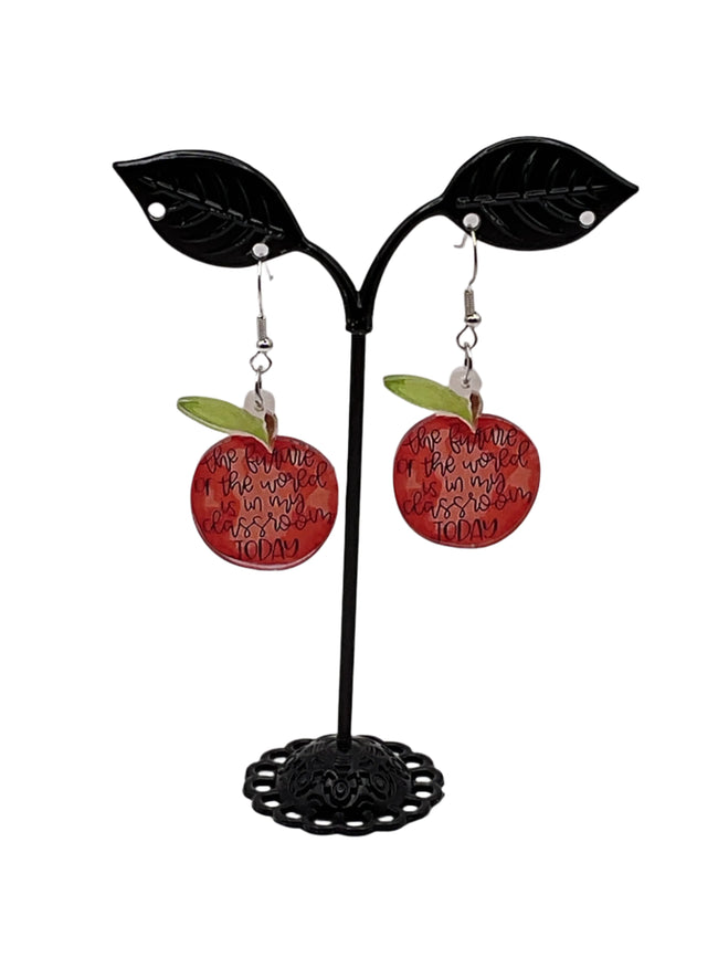 Teacher apple earrings Hover Image