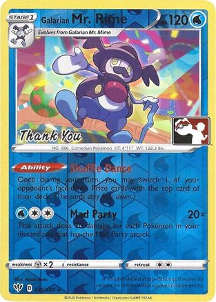 Galarian Mr. Rime (Pokemon League) [Thank You] 036/189 - Miscellaneous Cards & Products Reverse Holofoil Main image