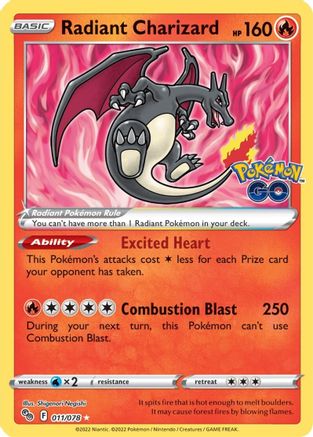 Radiant Charizard 011/078 - Pokemon GO Holofoil Main image