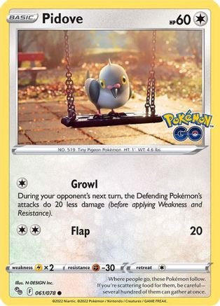 Pidove 061/078 - Pokemon GO Main image