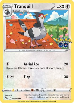 Tranquill 062/078 - Pokemon GO Main image