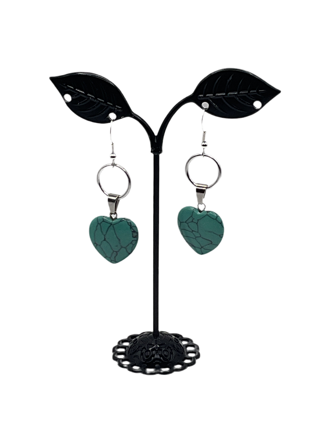 Turquoise Stone Heart Earrings
