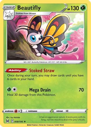 Beautifly 008/196 - SWSH11 Lost Origin Holofoil Main image