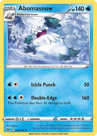 Abomasnow 043/196 - SWSH11 Lost Origin Reverse Holofoil Main image