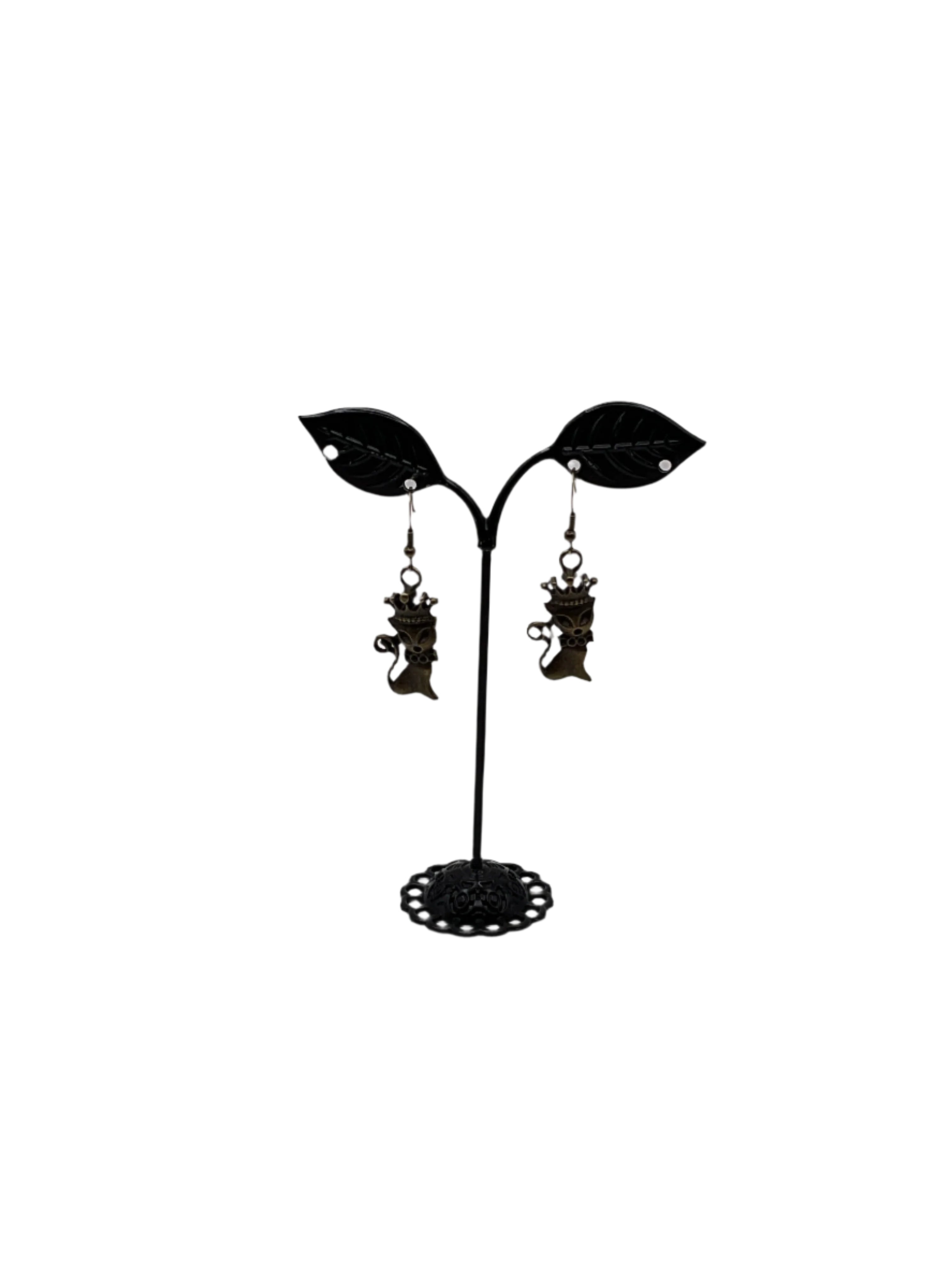 Vintage Bronze Cat Earrings