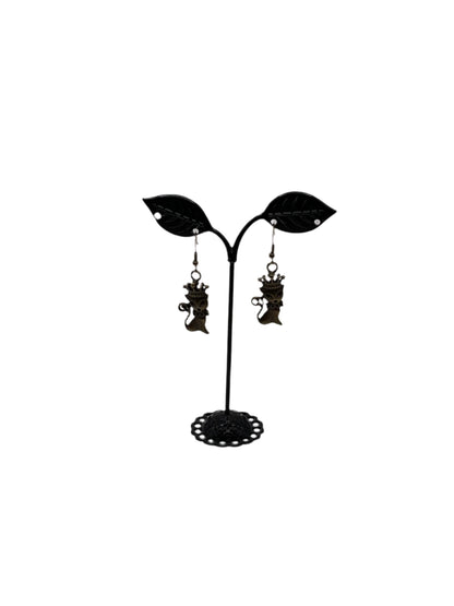 Vintage Bronze Cat Earrings