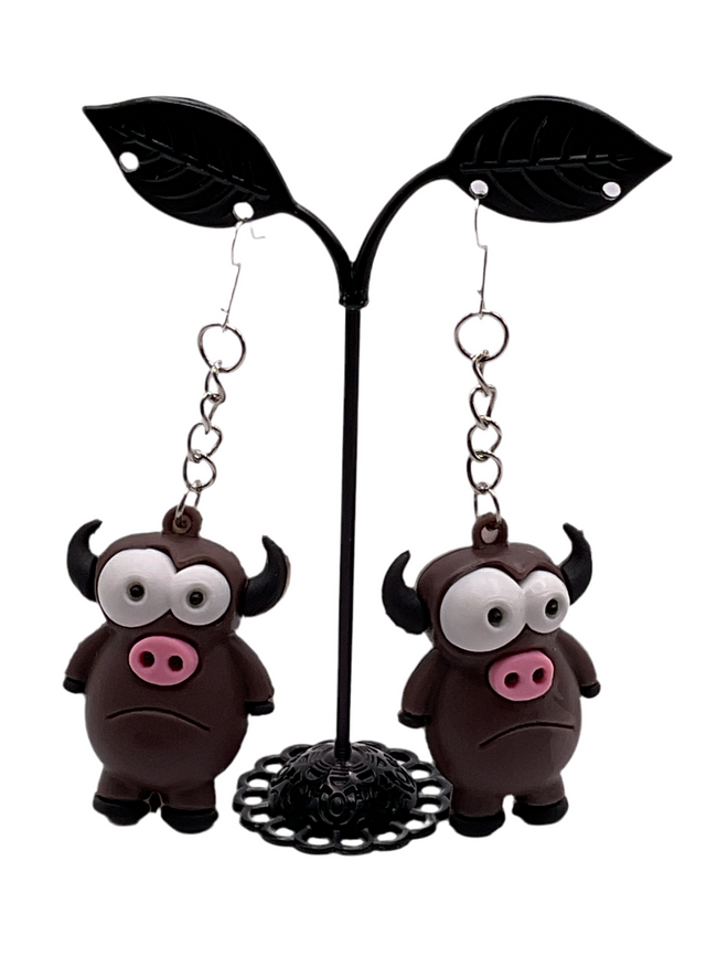 Wacky Bull Earrings Hover Image