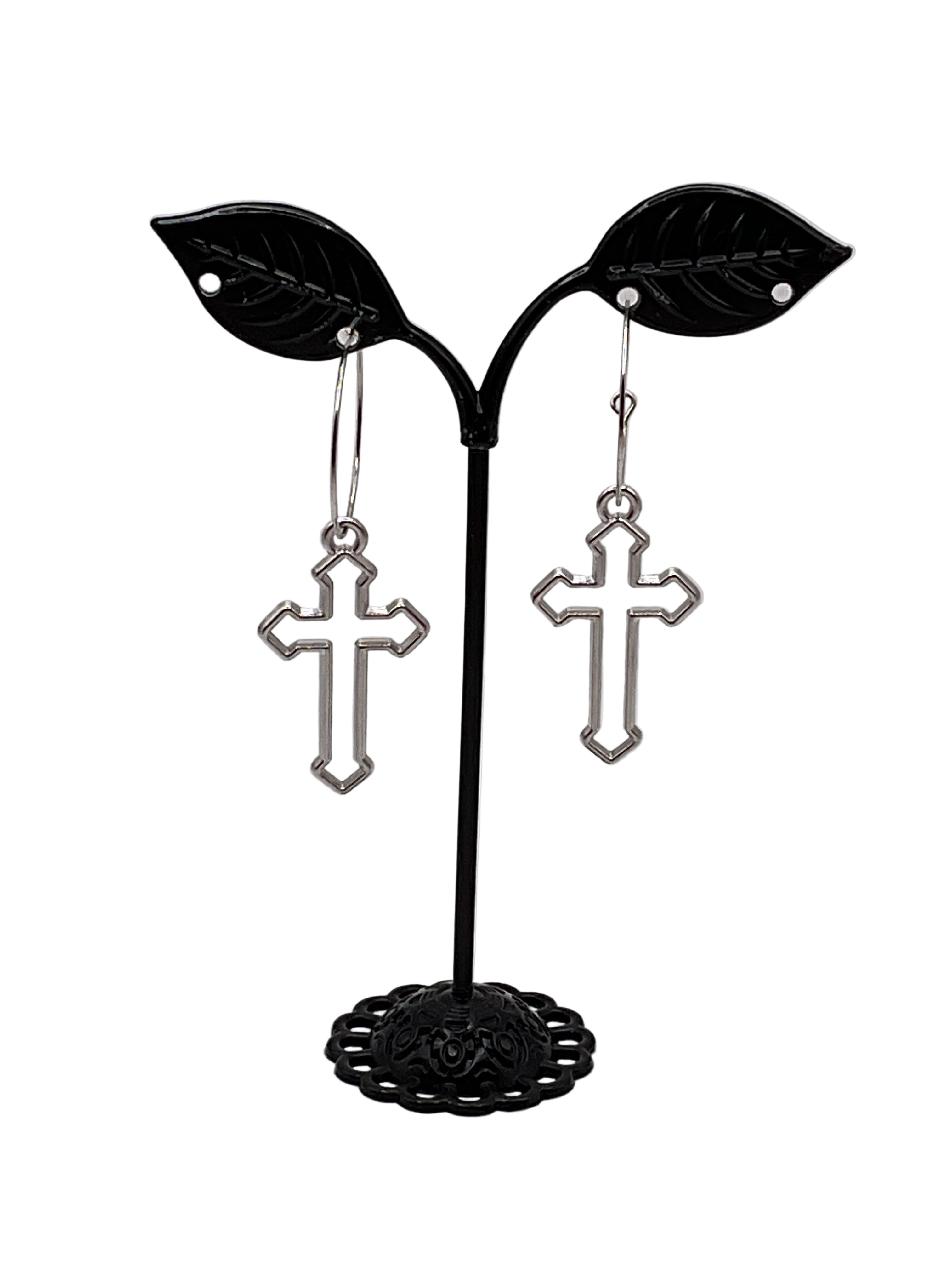 Silver cross earrings Main image