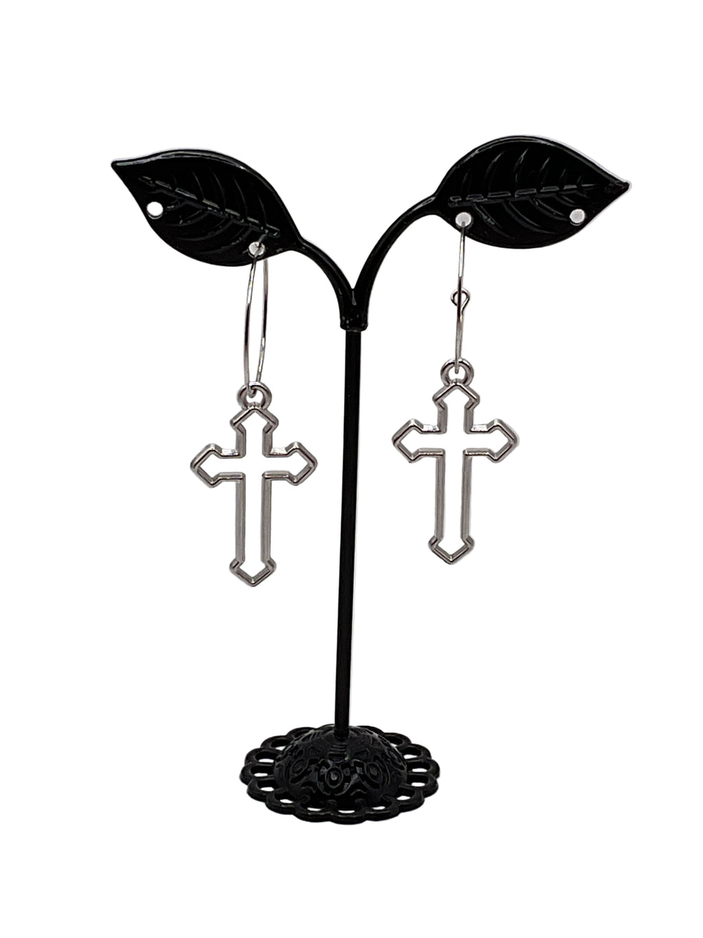 Silver cross earrings