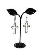 Silver cross earrings