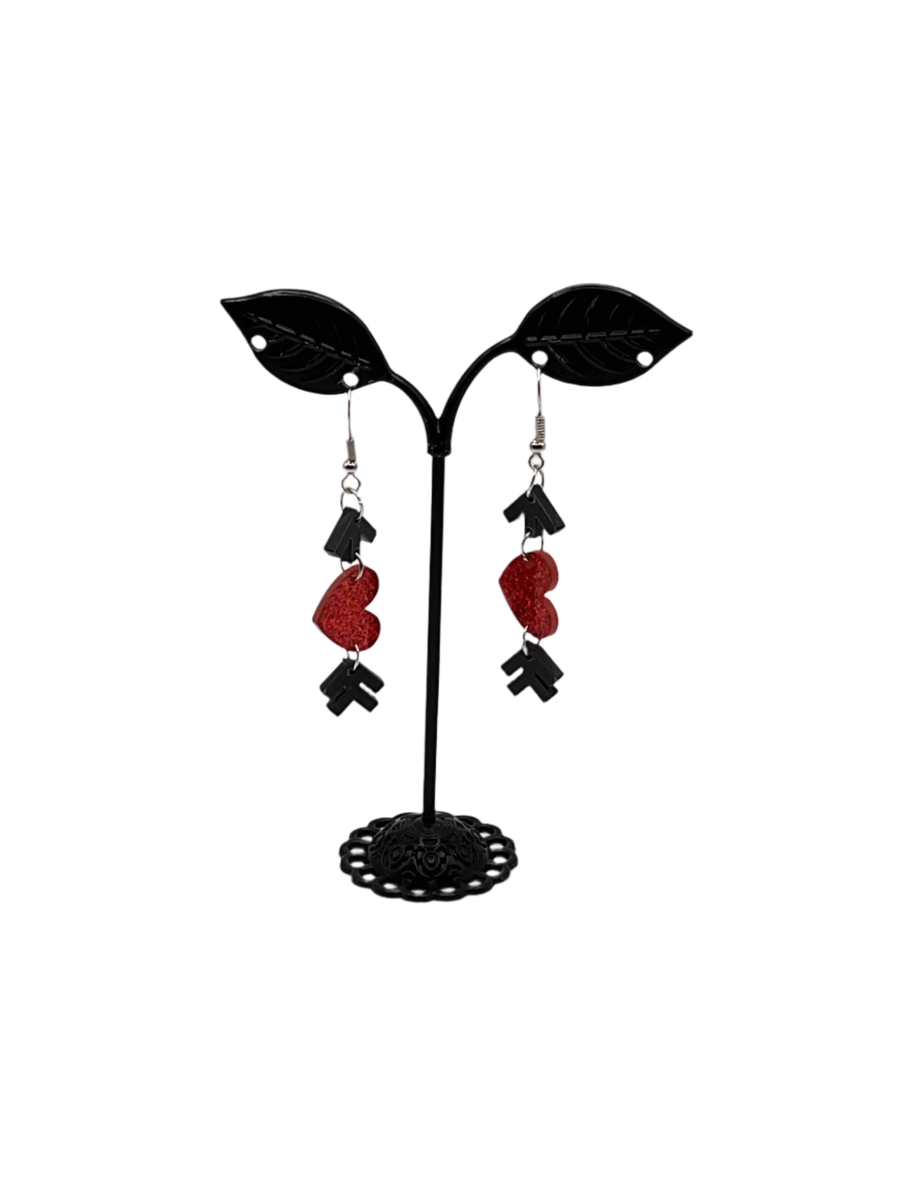 Arrow through a heart earrings