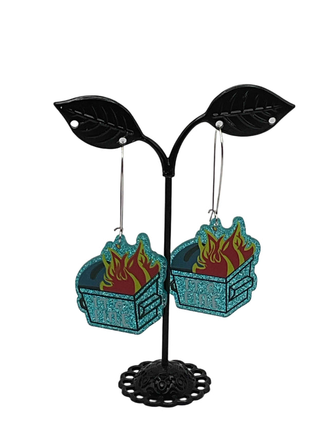 It's Fine Dumpster Fire Earrings Hover Image