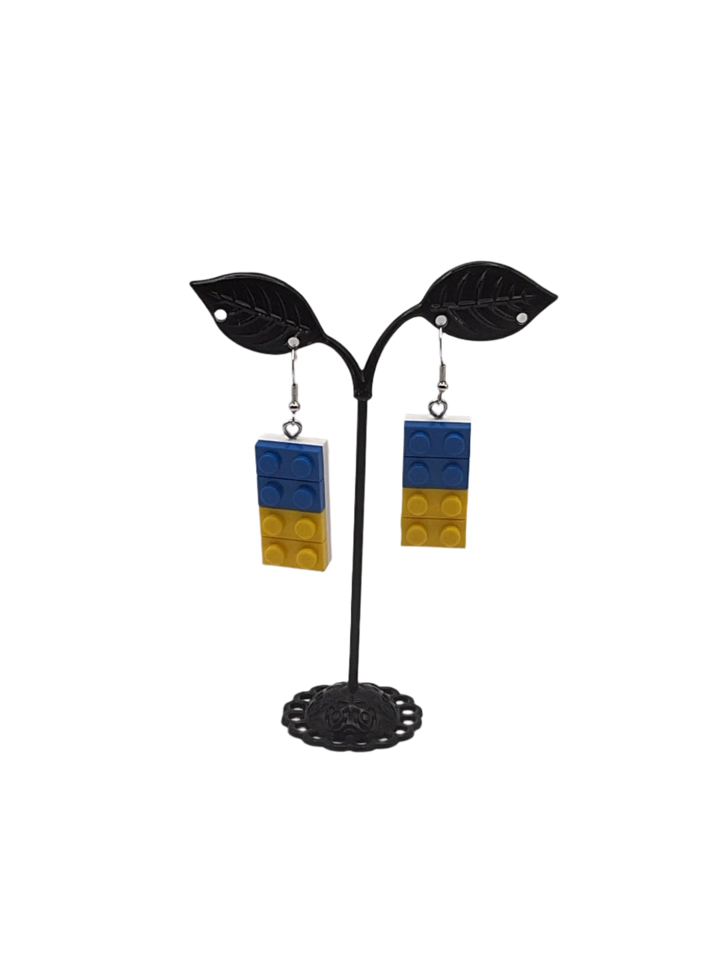 Blue and Yellow Building Block Earrings