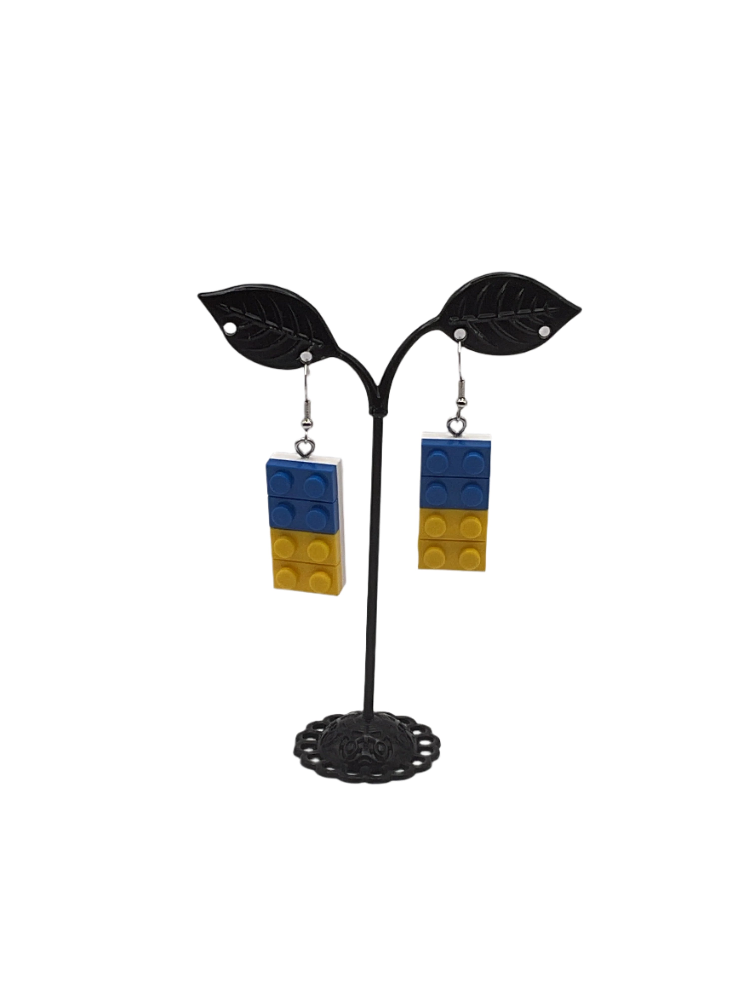 Blue and Yellow Building Block Earrings