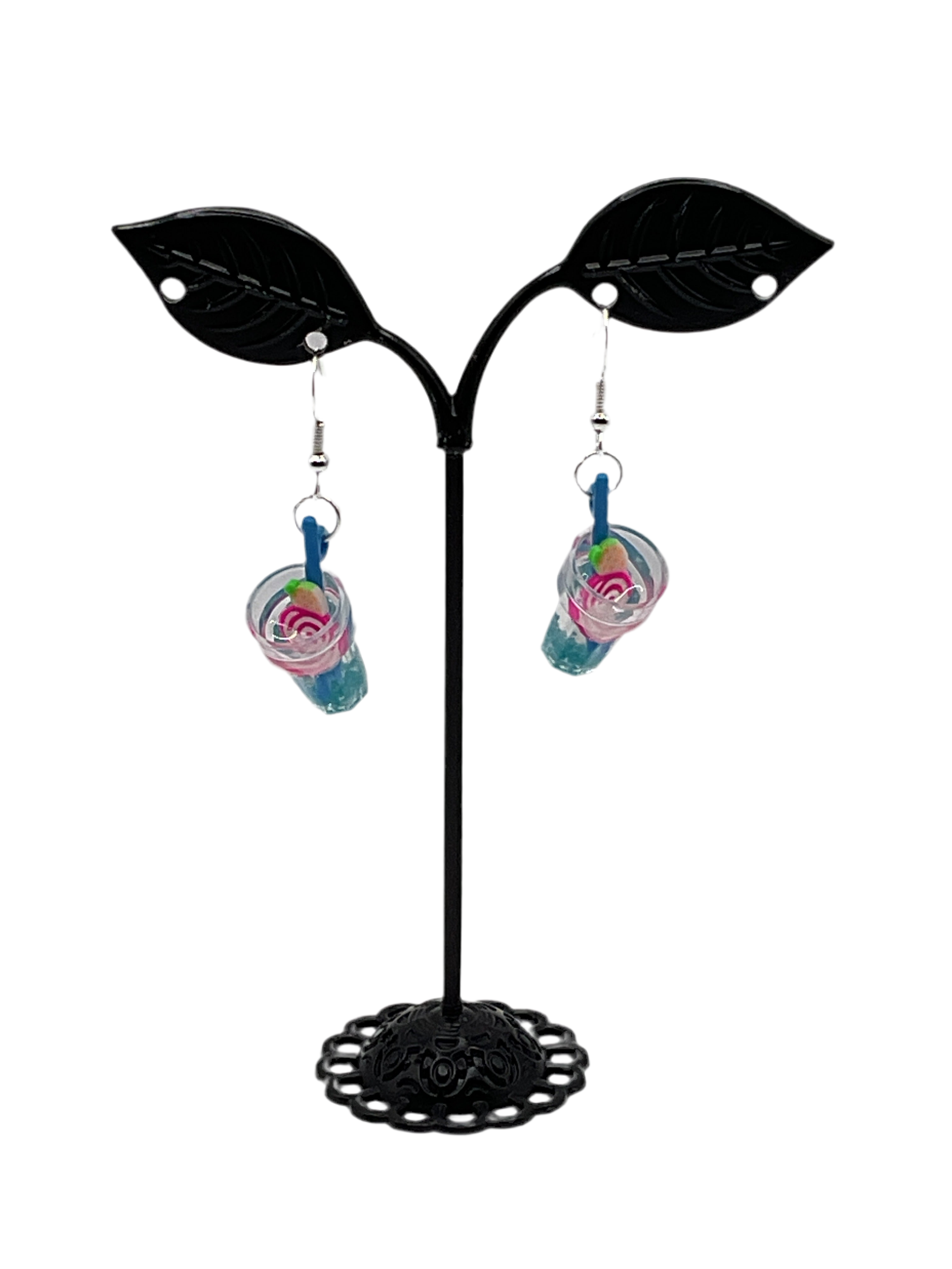 Blue and Pink Drink Earrings