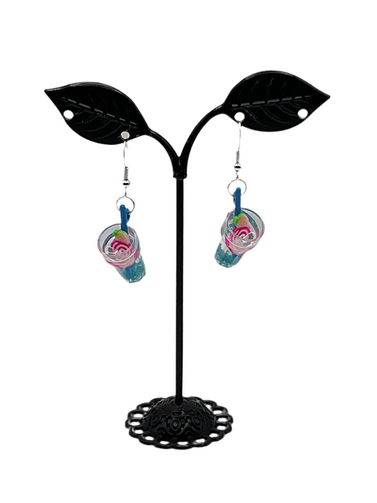 Blue and Pink Drink Earrings