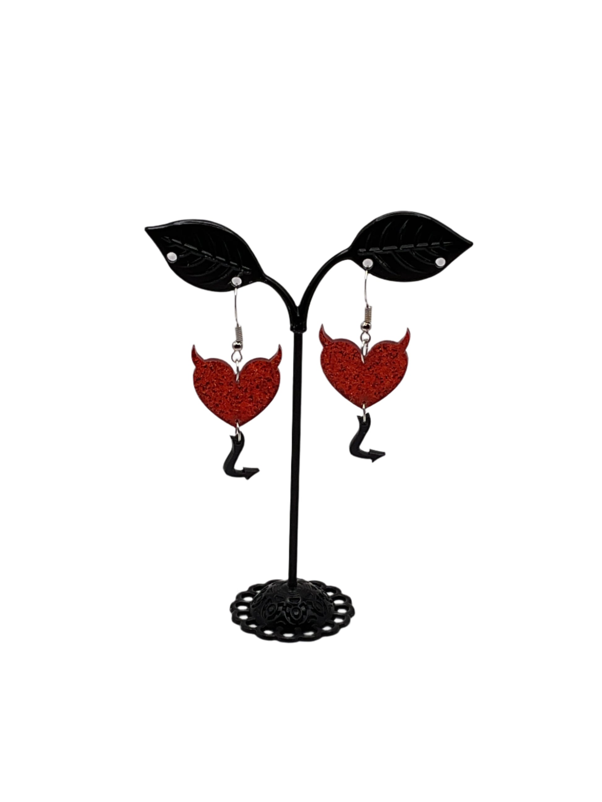 Devil heart earrings
