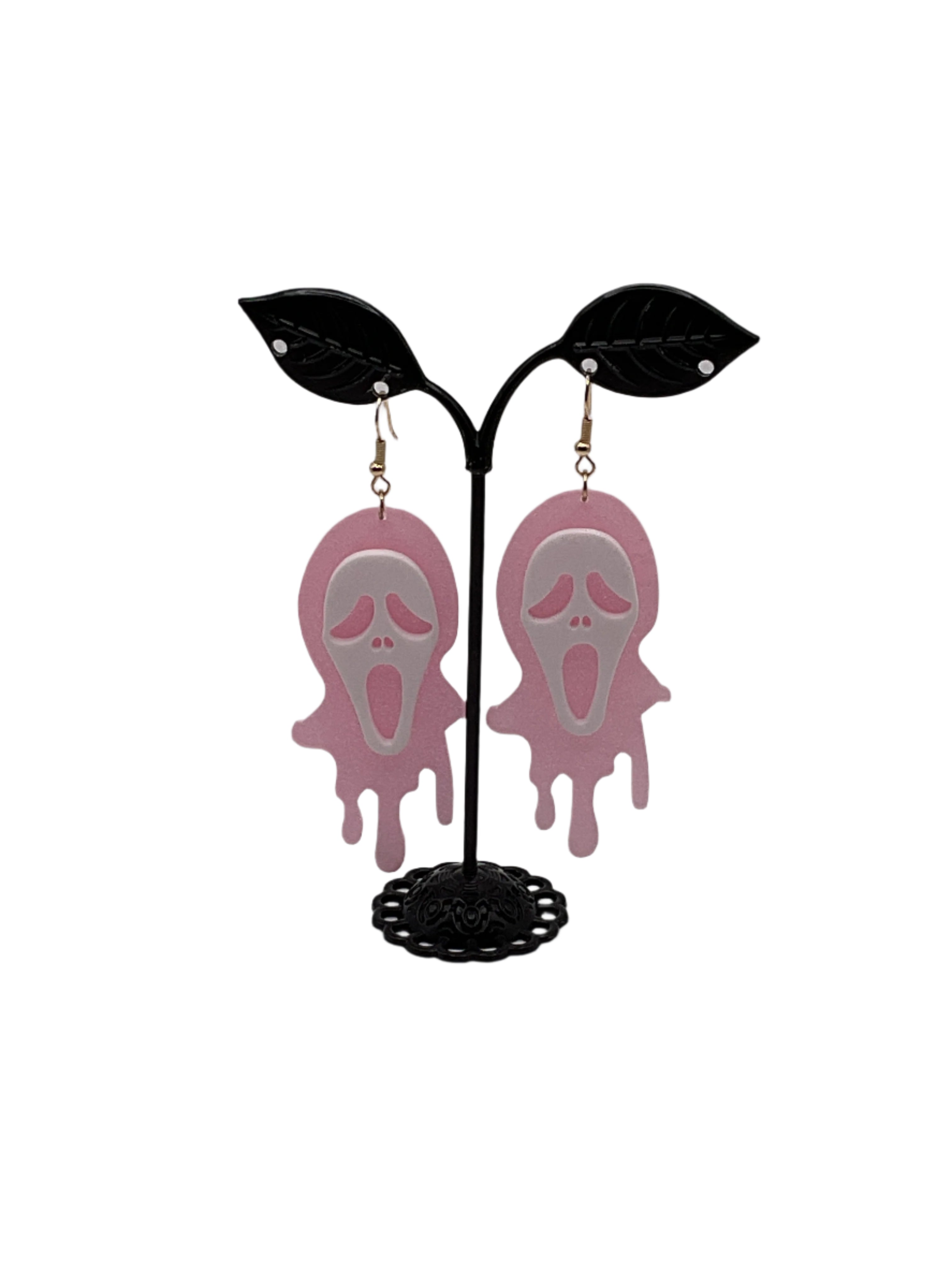 Pink scream earrings
