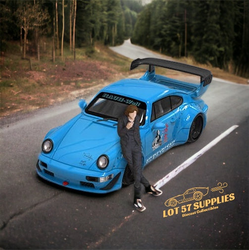Mini Station Porsche 911 964 RWB HIDEYOSHI blue Figure Version 1:64 Main image
