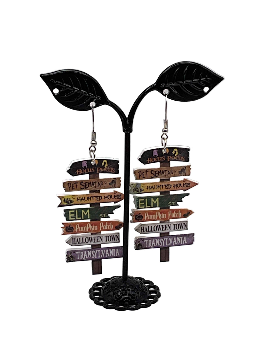 Halloween signpost earrings