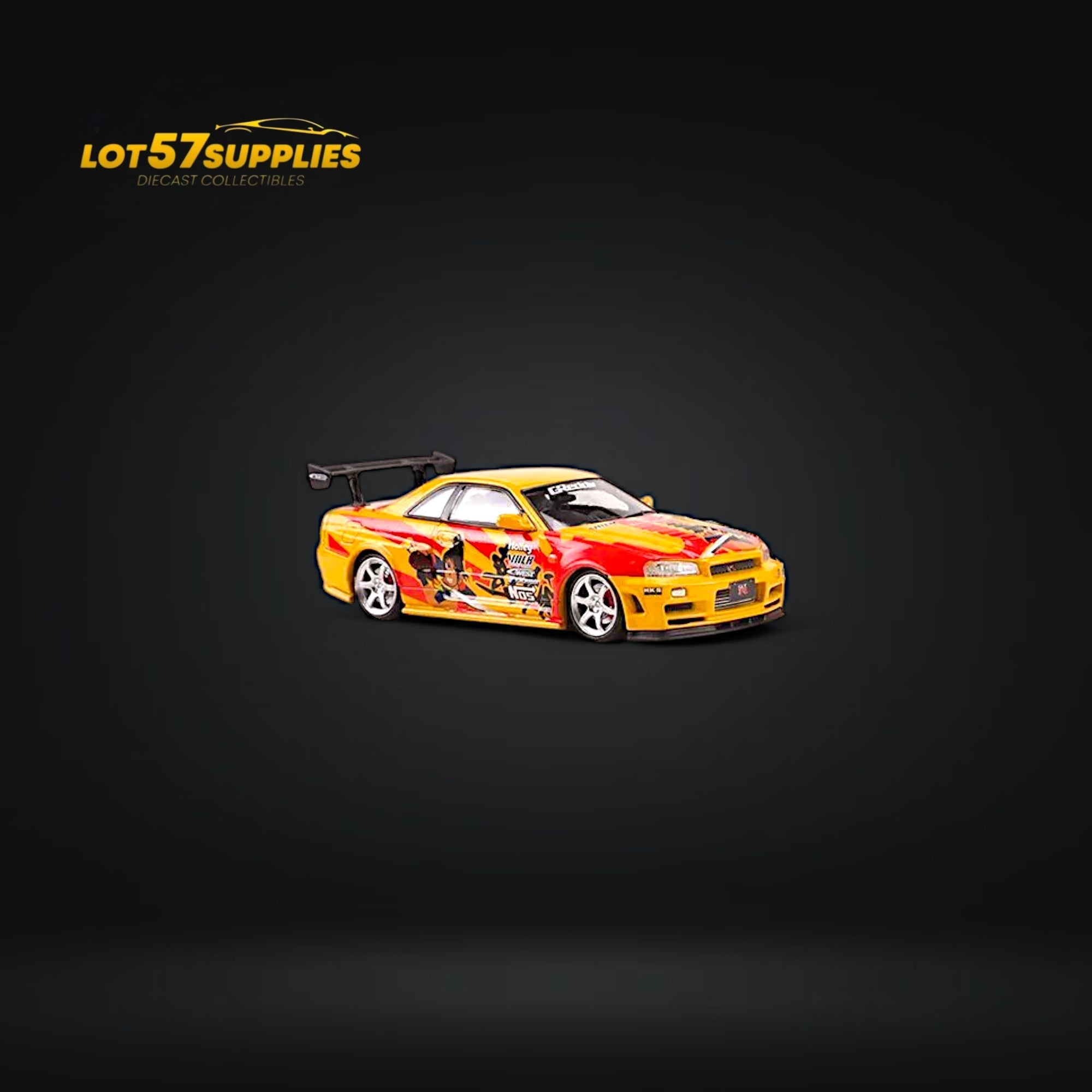 Fast Speed Nissan Skyline GT-R R34 Z-Tune NFS SRS Yellow-Red Livery 1:64 - Collectors World Toys