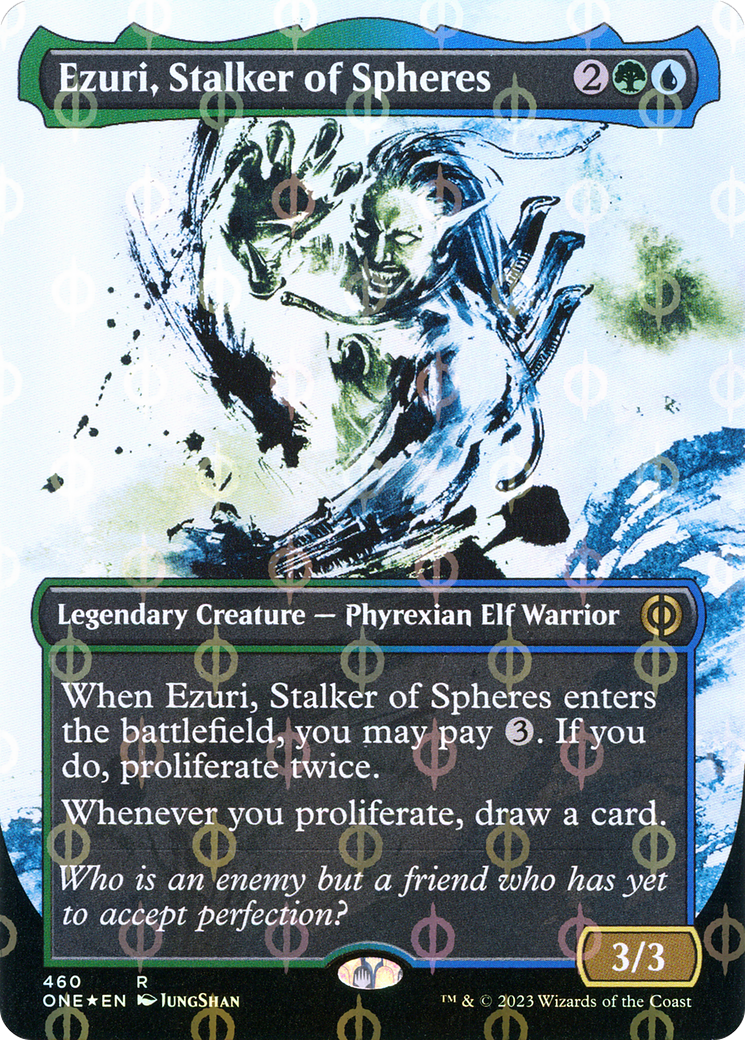 Ezuri, Stalker of Spheres (ONE-460) - Phyrexia: All Will Be One: (Showcase) (Borderless) Foil