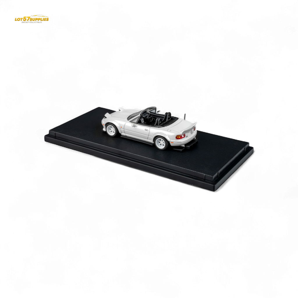 (Pre-Order) Microturbo Custom MX5 Rocket Bunny - Metallic White 1:64 - Collectors World Toys