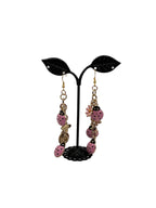 Pink ladybug and flower earrings