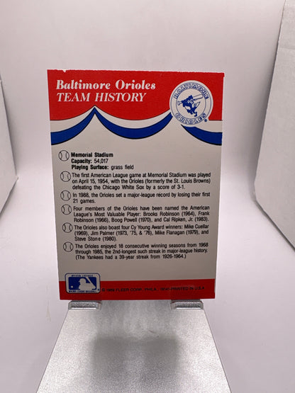 Fleer Baltimore Orioles Baseball Sticker Sports Card