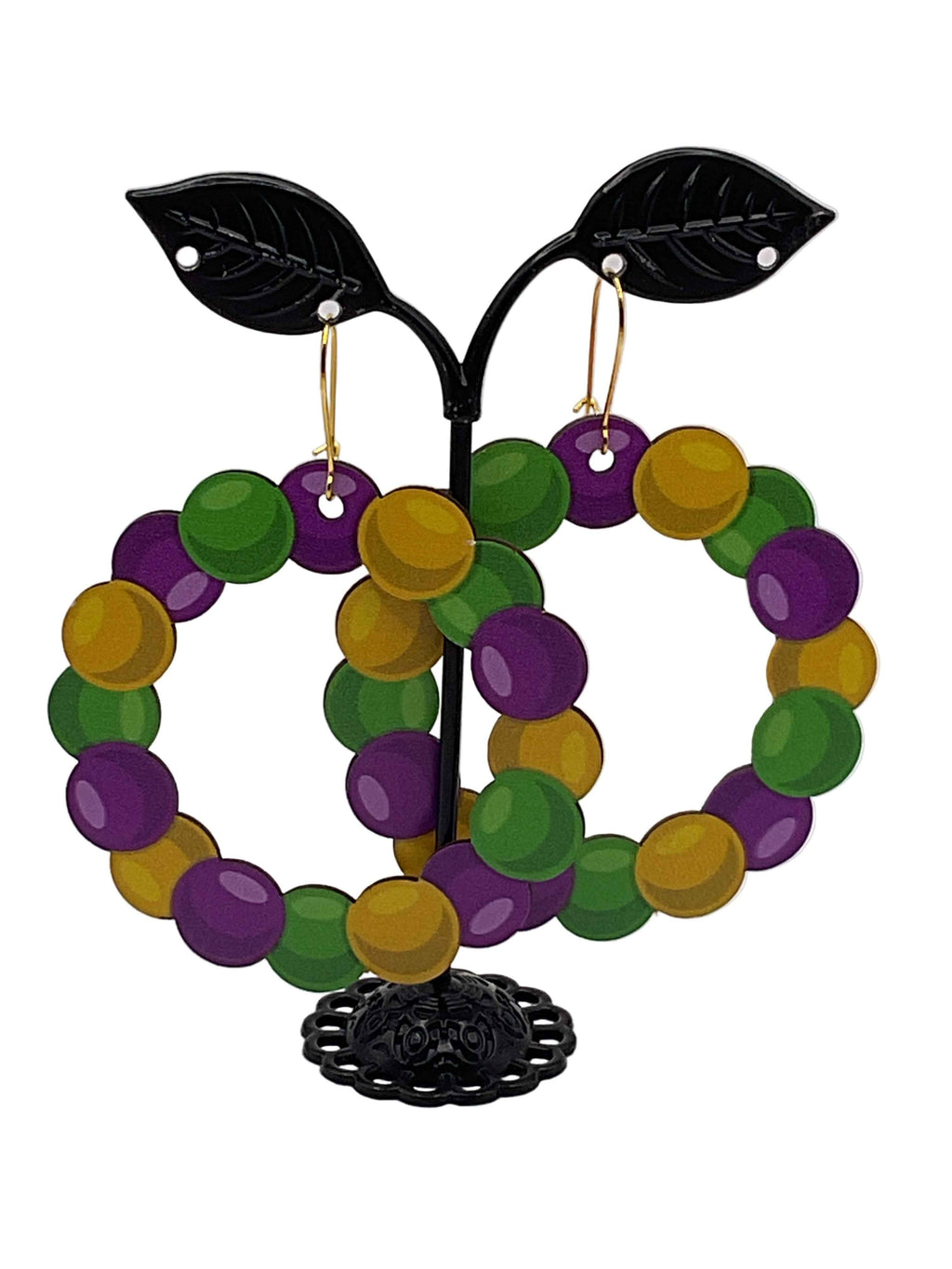Mardi Gras Wooden Earrings