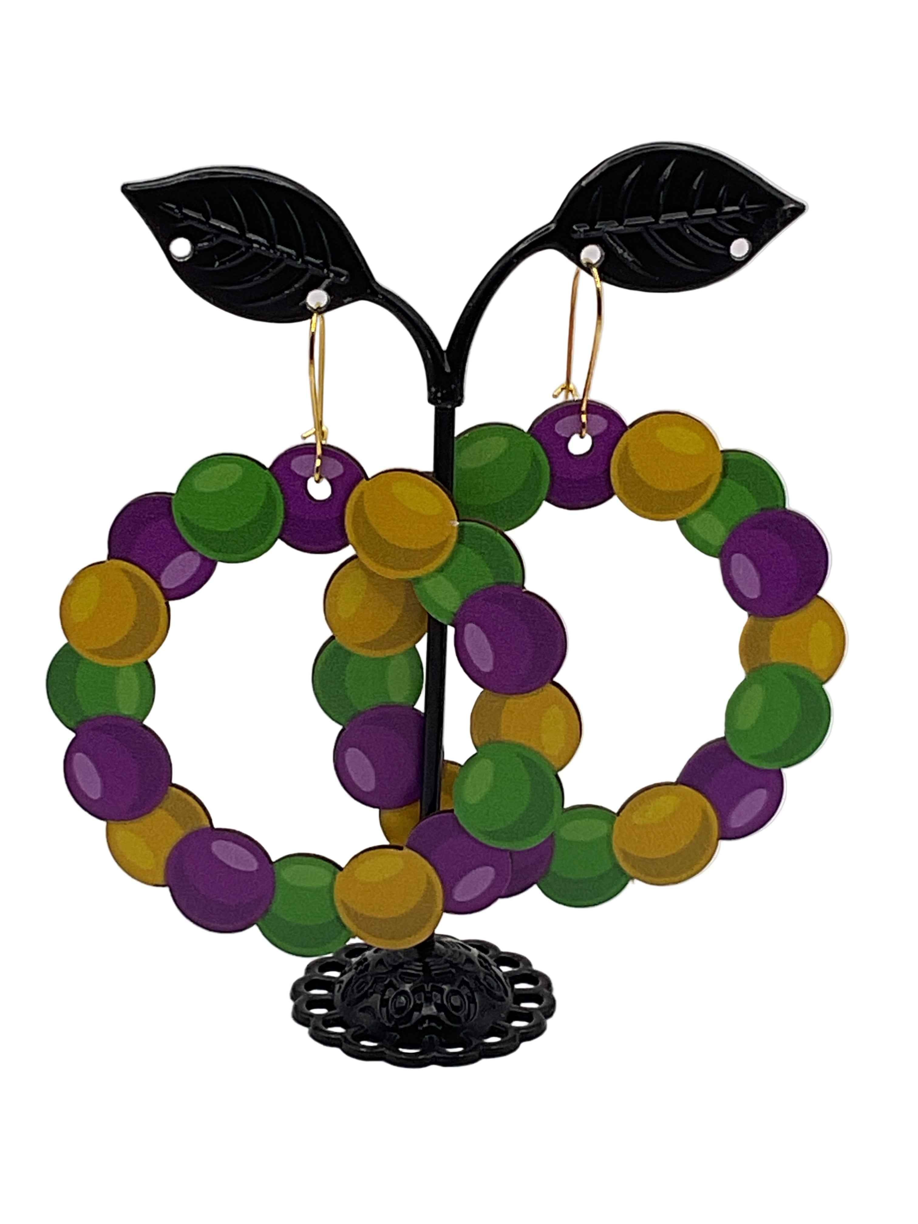 Mardi Gras Wooden Earrings