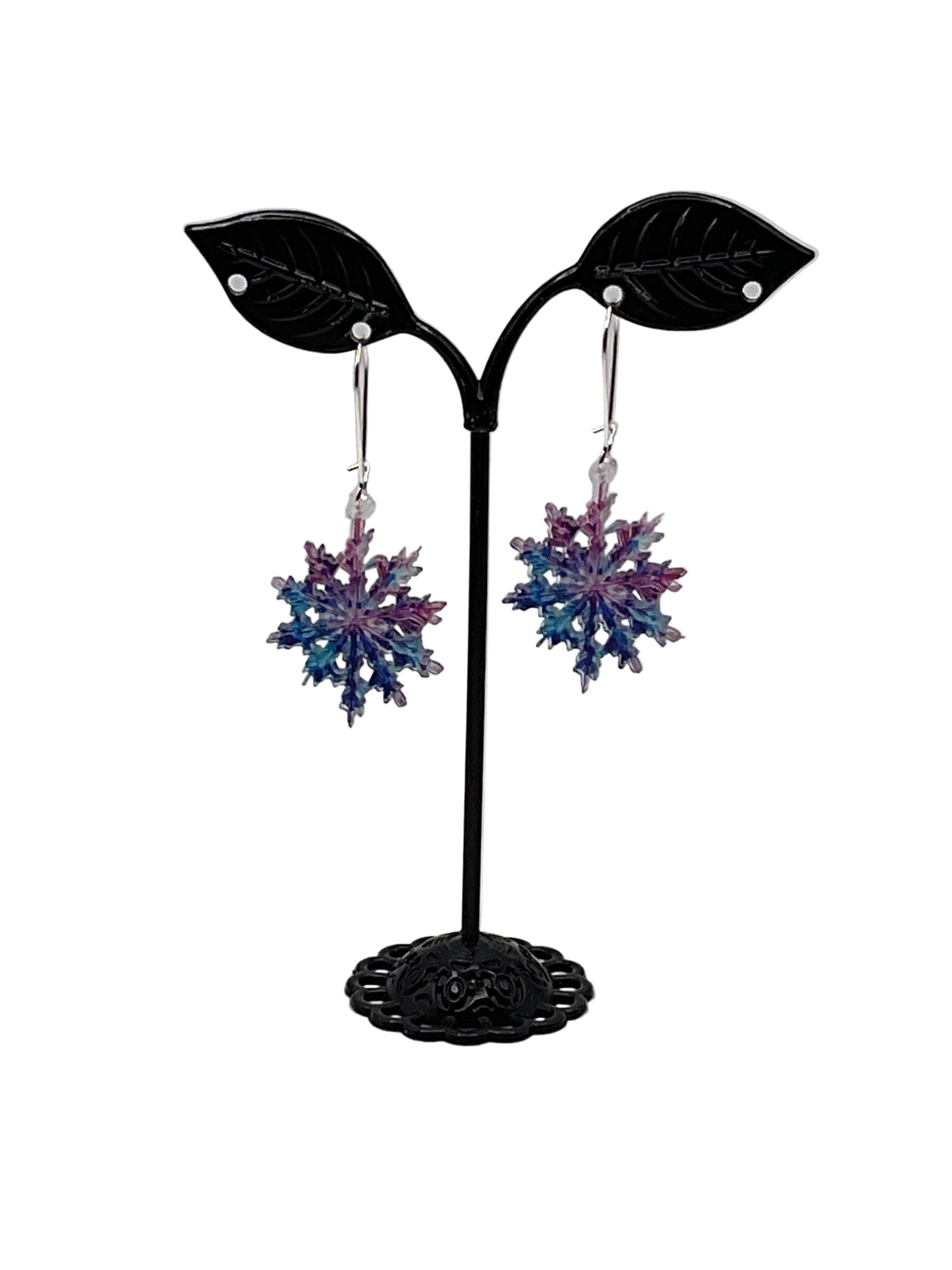 Blue and Purple Snowflake Earrings