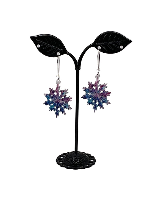 Blue and Purple Snowflake Earrings