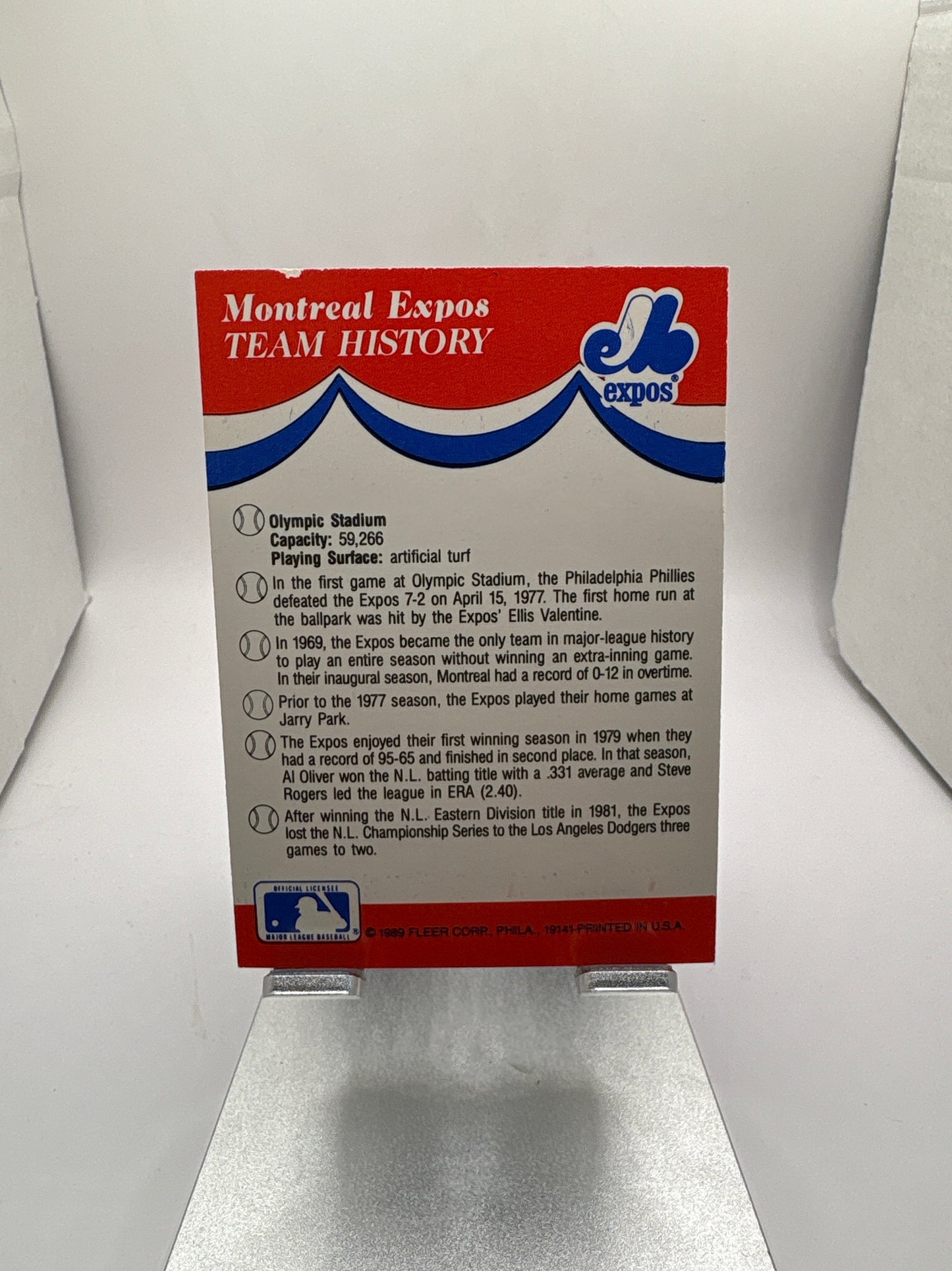 Fleer Montreal Expos Baseball Sticker Sports Card