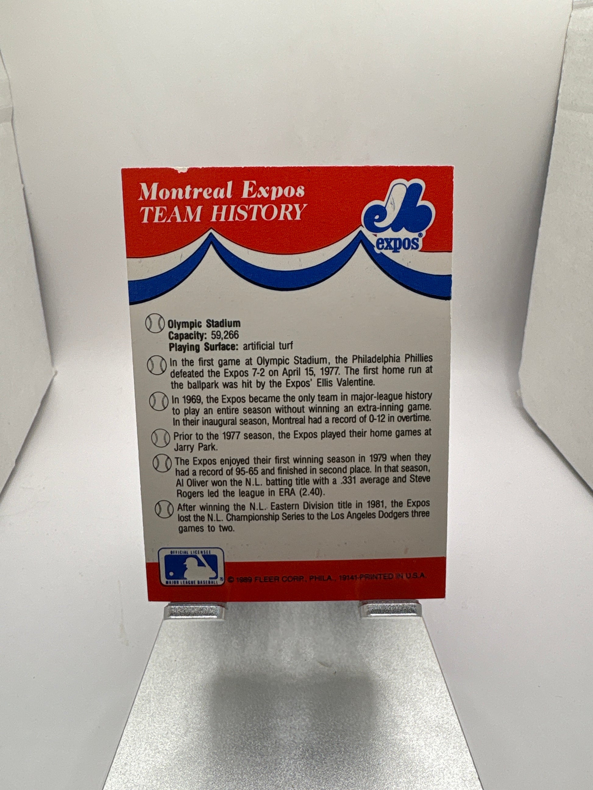 Fleer Montreal Expos Baseball Sticker Sports Card