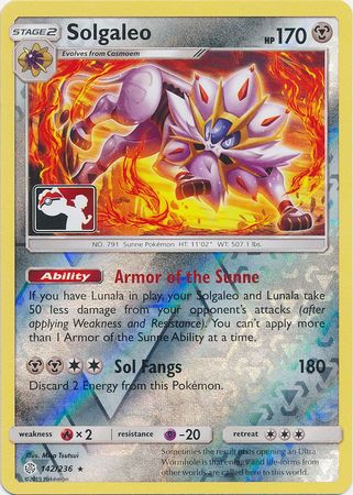 Solgaleo (142/236) (Pokemon Club Special Print) [Sun & Moon: Cosmic Eclipse] Main image