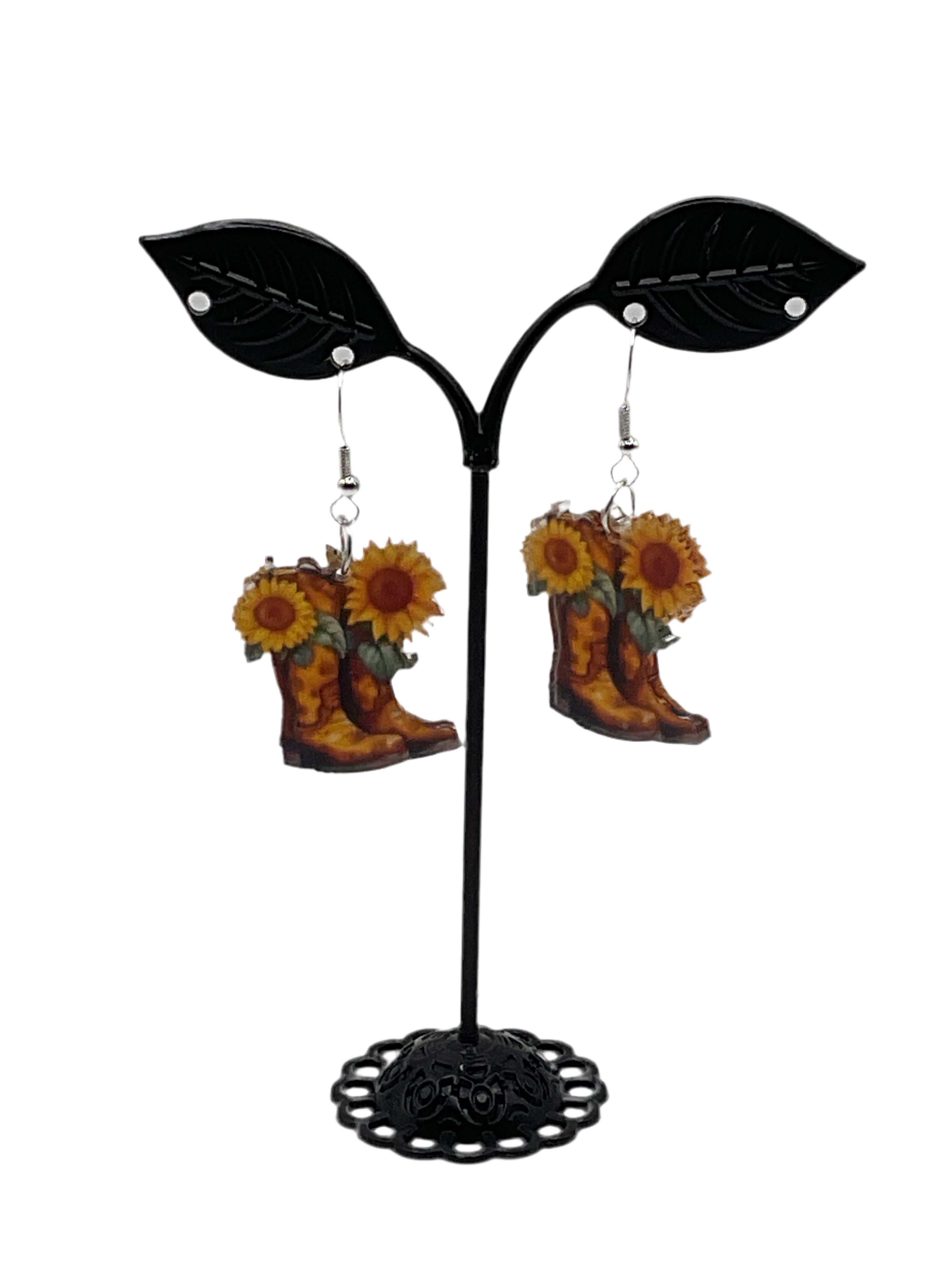 Boots And Sunflower Earrings