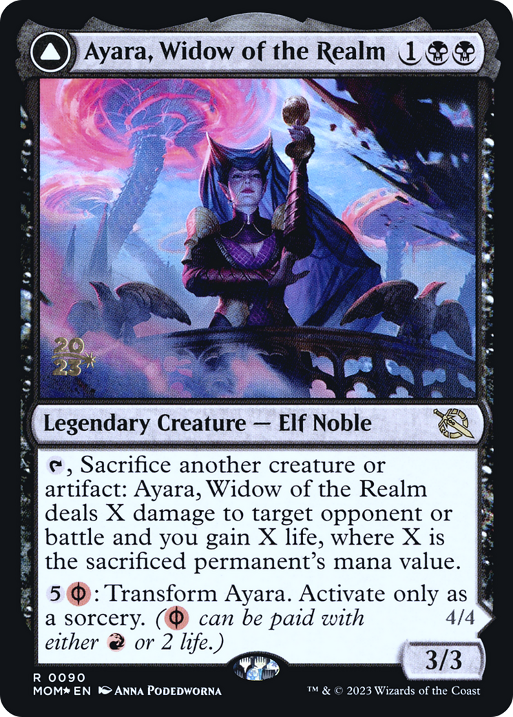 Ayara, Widow of the Realm // Ayara, Furnace Queen (PRE-090) - March of the Machine Promos Foil