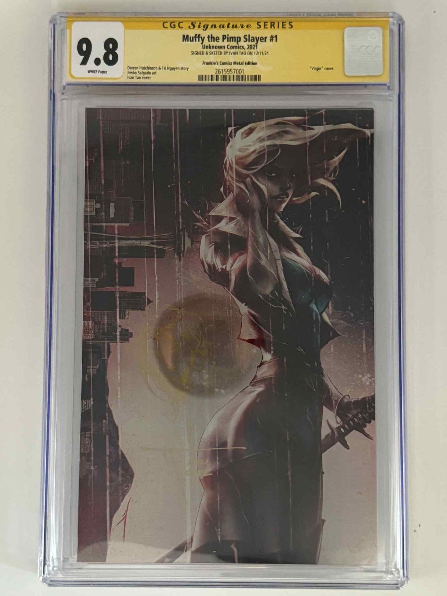 [Signed by Ivan Tao] [METAL] Muffy The Pimp Slayer #1 CGC 9.8 Yellow Label Ivan Tao Exclusive Virgin Var