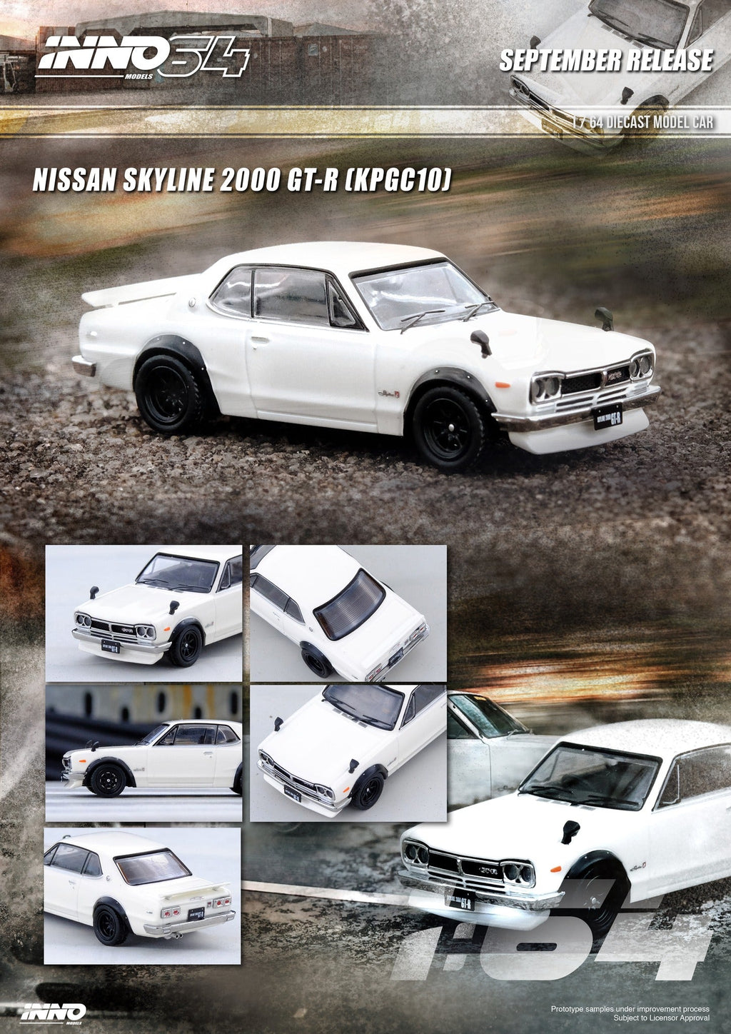 Inno64 Nissan Skyline 2000 GT-R (KPGC10) in White 1:64 - Collectors World Toys