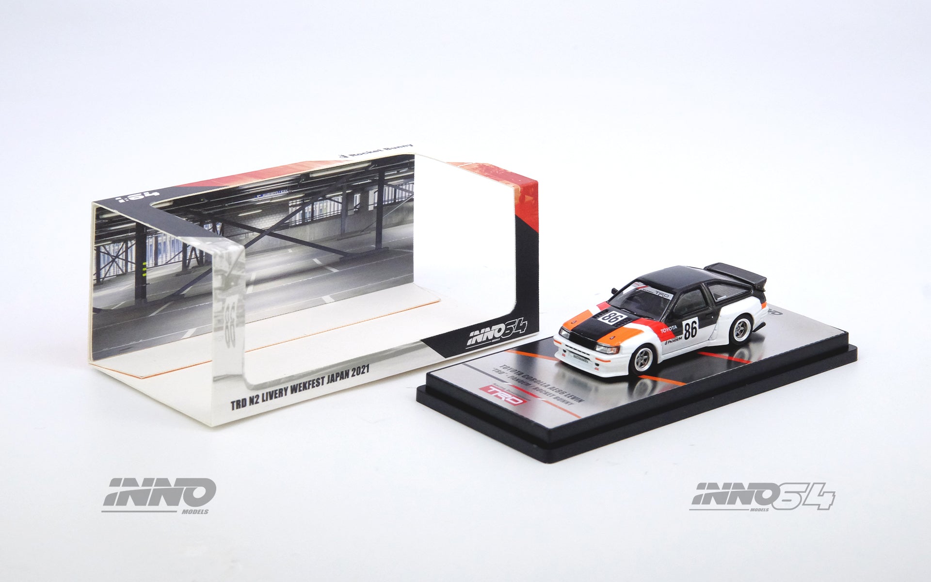 Inno64 Toyota AE86 Levin "INAZUMA WORX" Pandem Rocket Bunny Widebody Kit 1:64 Main image
