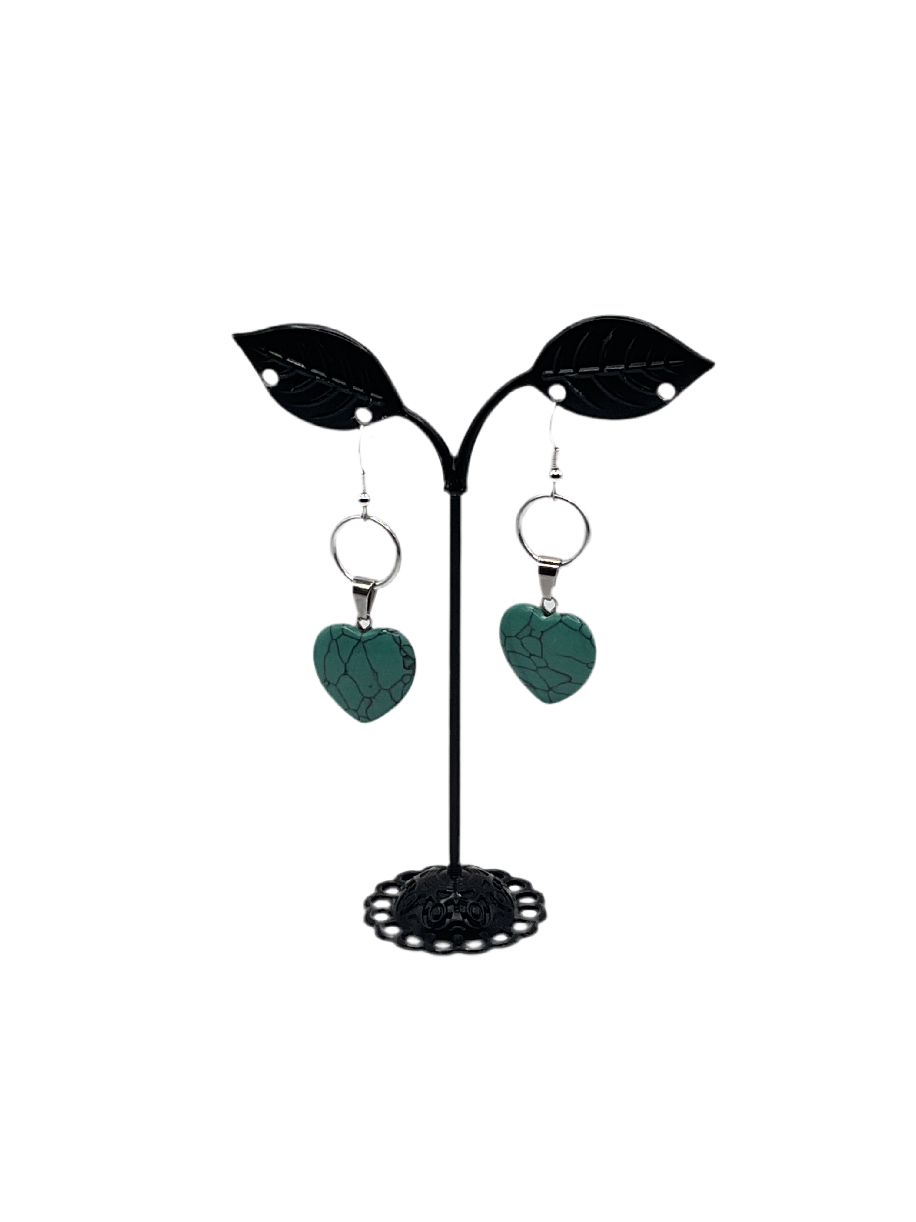 Turquoise Stone Heart Earrings