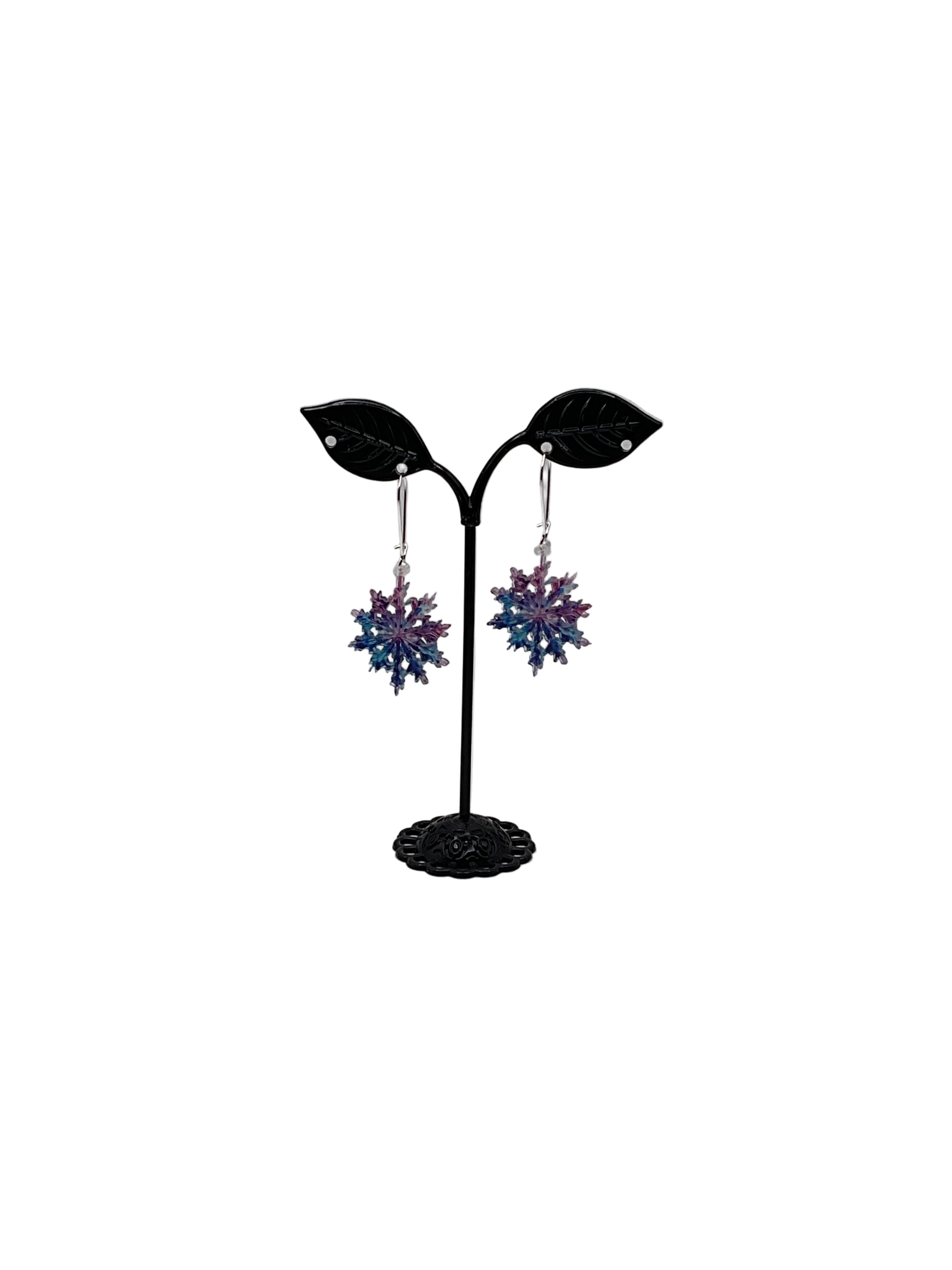 Blue and Purple Snowflake Earrings Secondary image